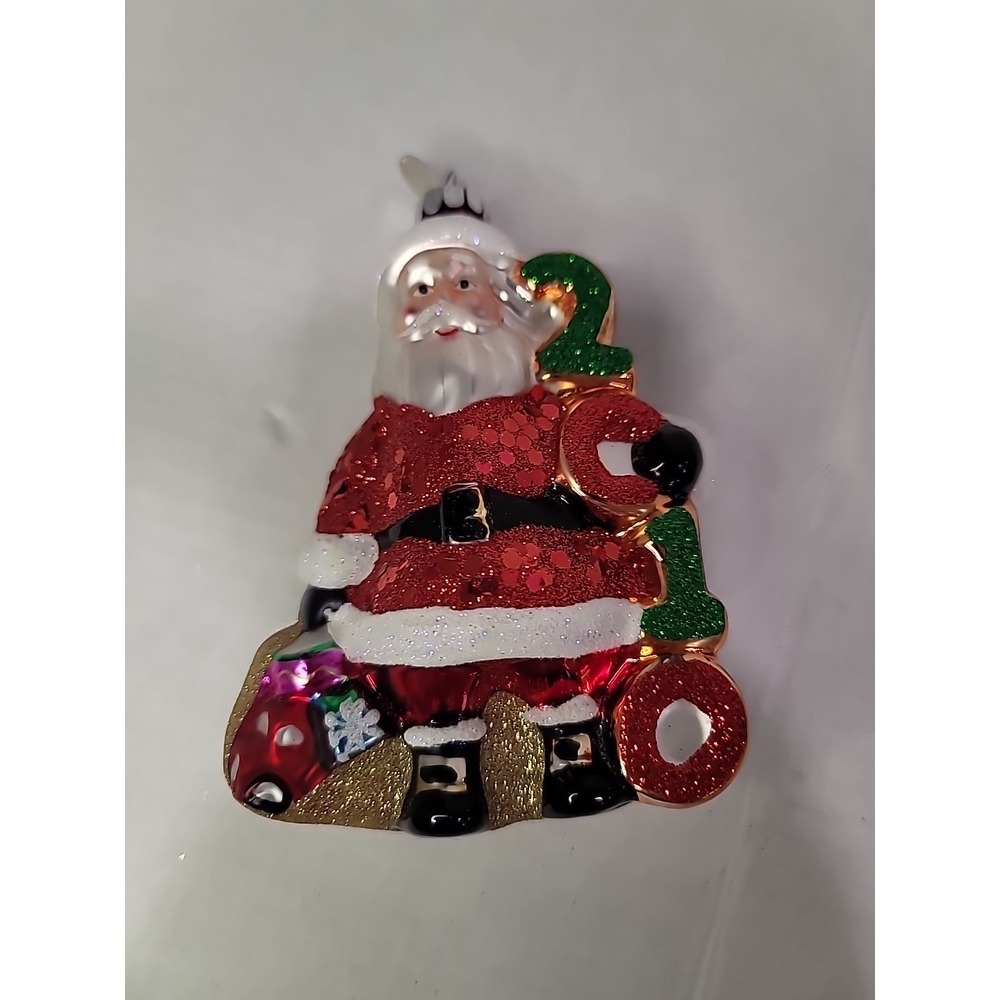 vintage Christopher Radko Christmas ornament Santa 2010 glass excellent